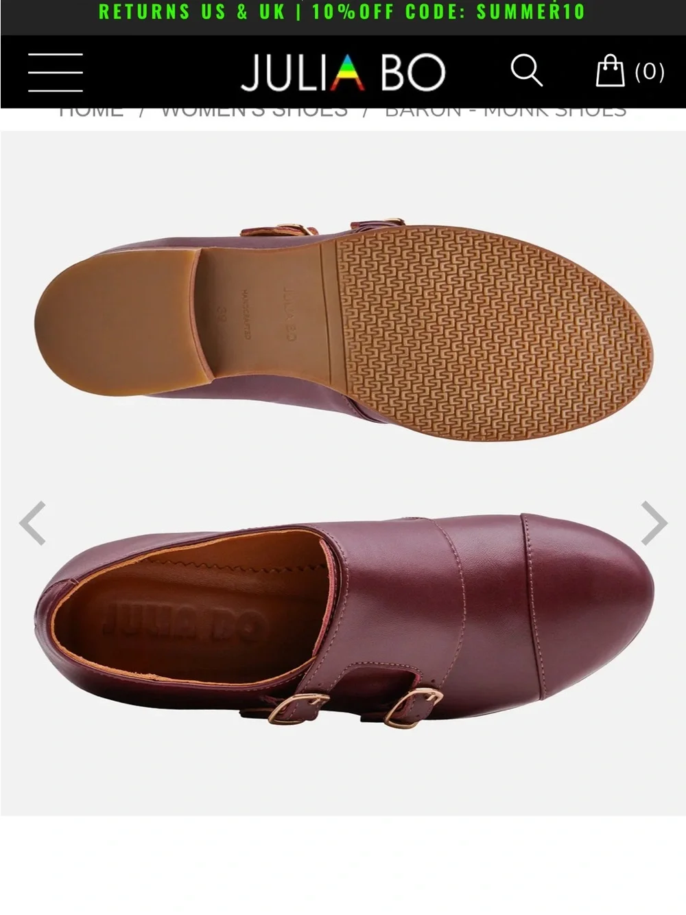Julia Bo burgundy double buckle loafers “Baron Monk”
